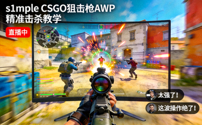 s1mple CSGO狙击枪AWP精准击杀教学直播画面